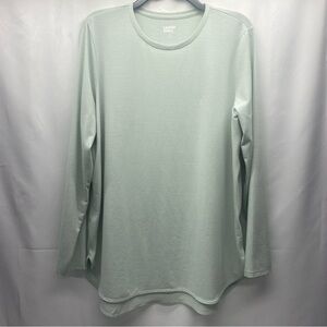LANDS END TOP WOMENS LARGE GREEN STRIPED.  CASUAL MINIMALIST